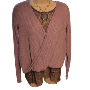 Urban Outfitters Purple Wrap Baggy Shear Sweater Size S Tank And Necklace N/ Inc
